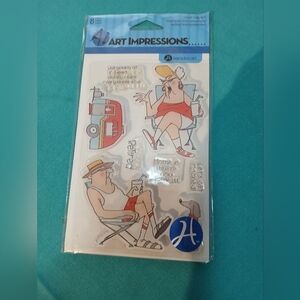 Golden Oldies Old People Retired Camping RV Trailer Stamp Set Art Impressions AI